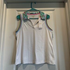 Lilly Pulitzer New with Tags M Alistair Polo White Sleeveless Lil Sun of a Bun
